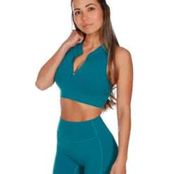 Elite Eleven Accent Zip Bra - Forest