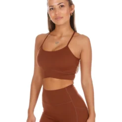 Elite Eleven Cross Over Cropped Tank - Cappuccino