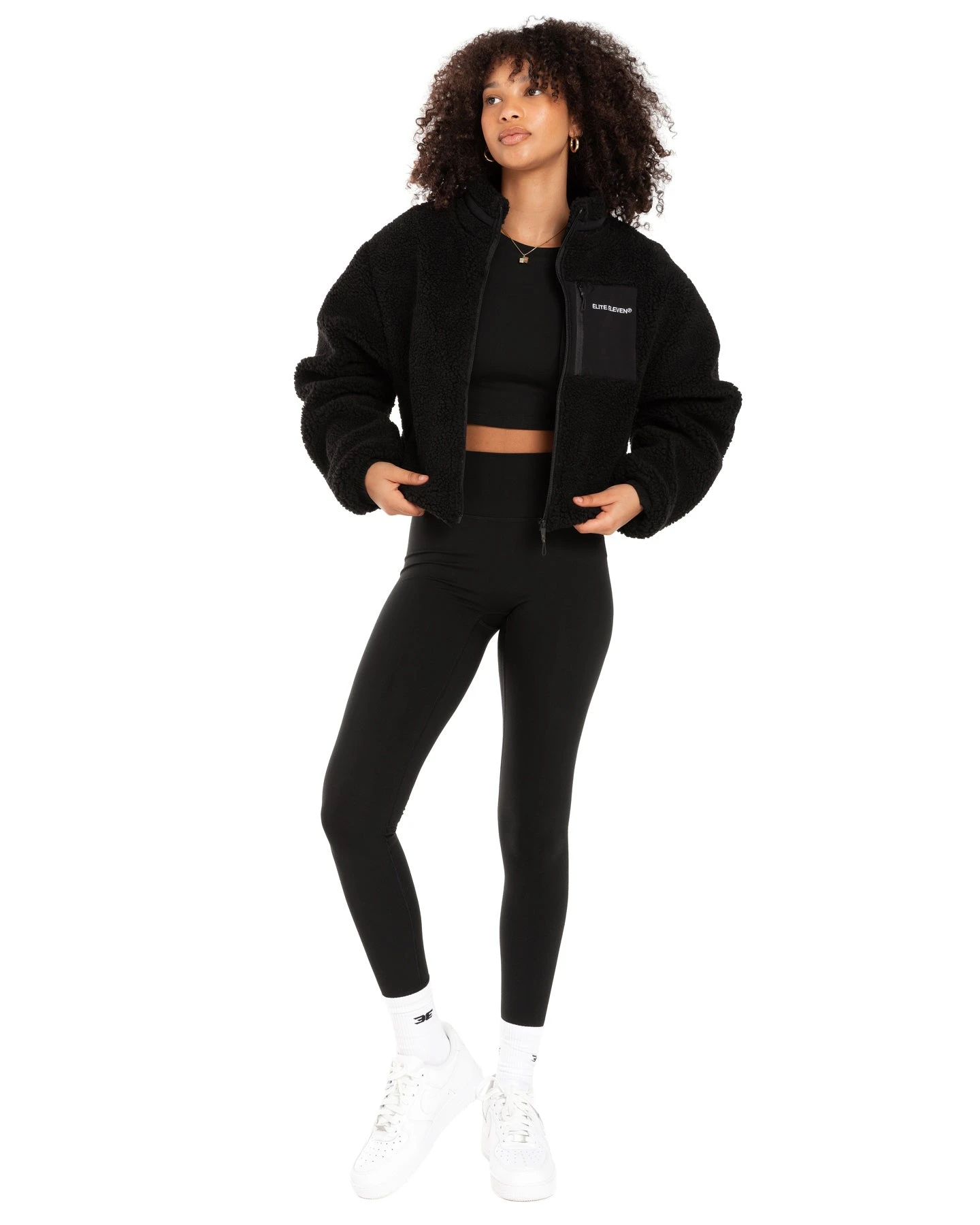 Elite Eleven Registered Teddy Cropped Jacket - Black - Image 2