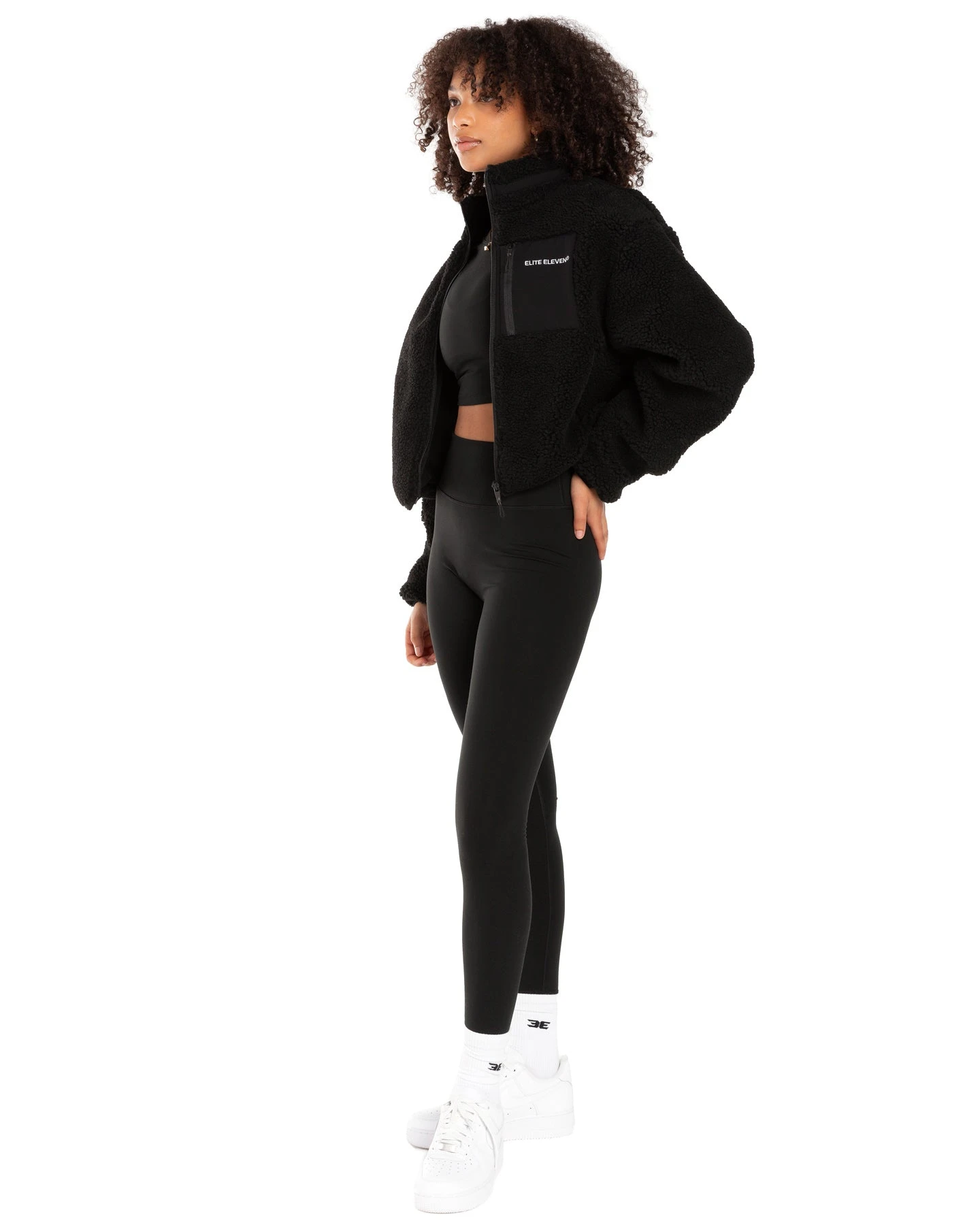 Elite Eleven Registered Teddy Cropped Jacket - Black - Image 3