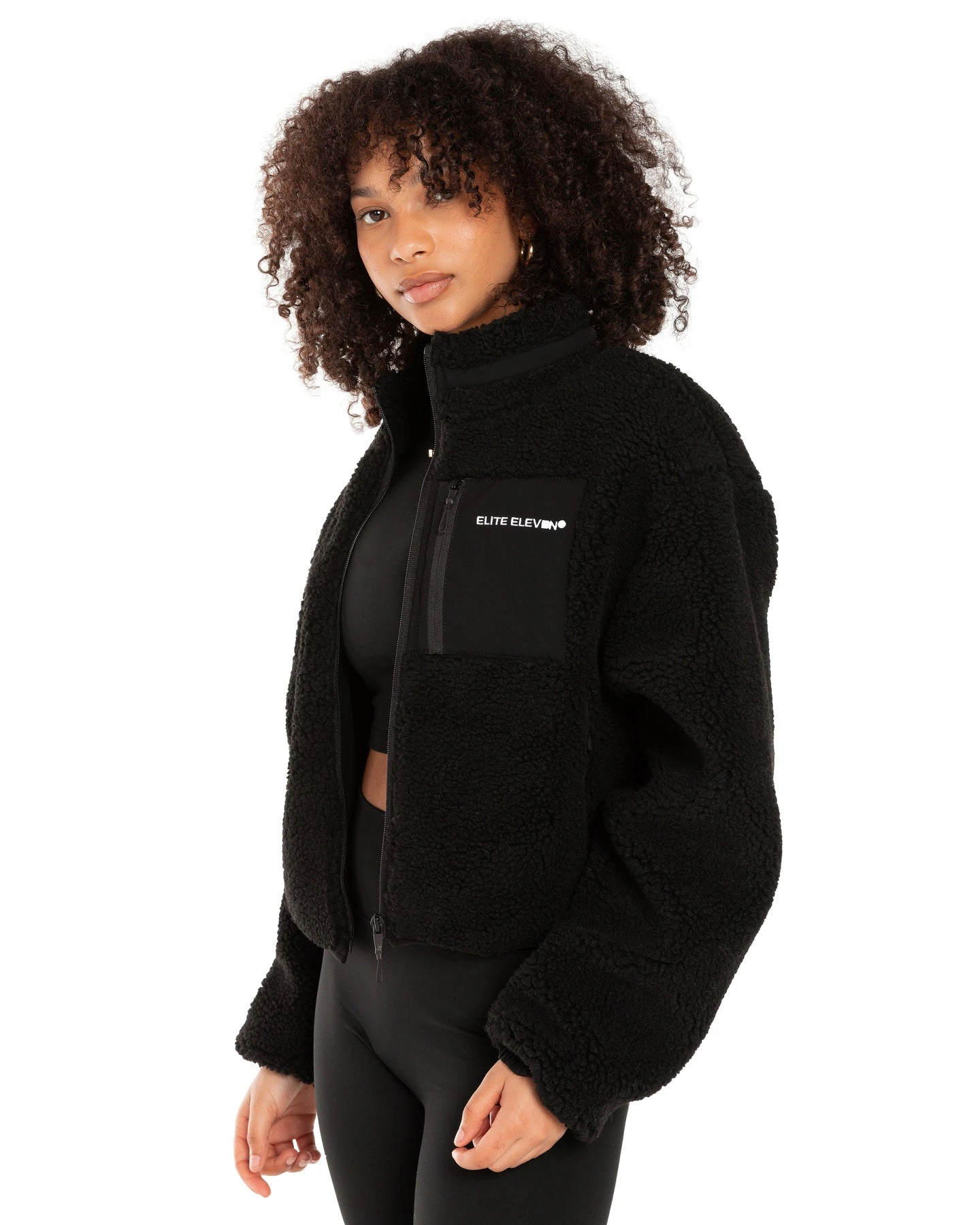 Elite Eleven Registered Teddy Cropped Jacket - Black - Image 5
