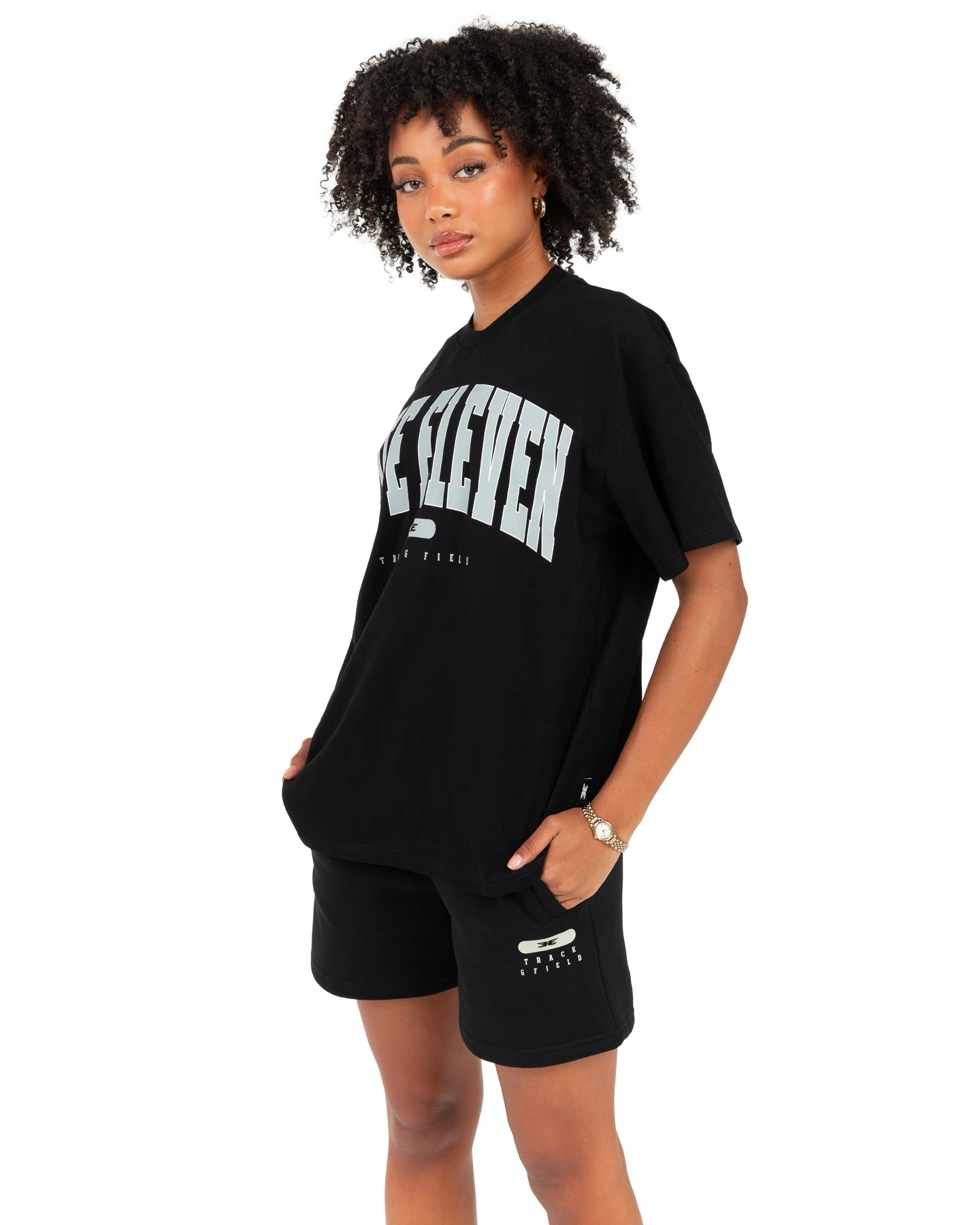 Elite Eleven Women's Track & Field Oversized Tee - Black - Image 5