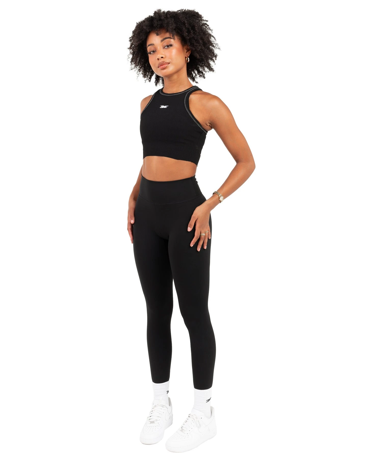 Elite Eleven Cropped Ribbed Singlet - Black - Image 3