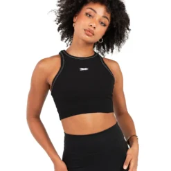 Elite Eleven Cropped Ribbed Singlet - Black