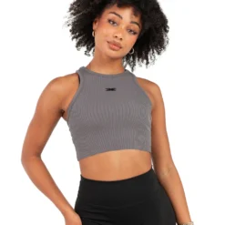 Elite Eleven Cropped Ribbed Singlet - Charcoal