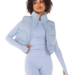 Elite Eleven Cropped Puffer Vest - Blue Blizzard
