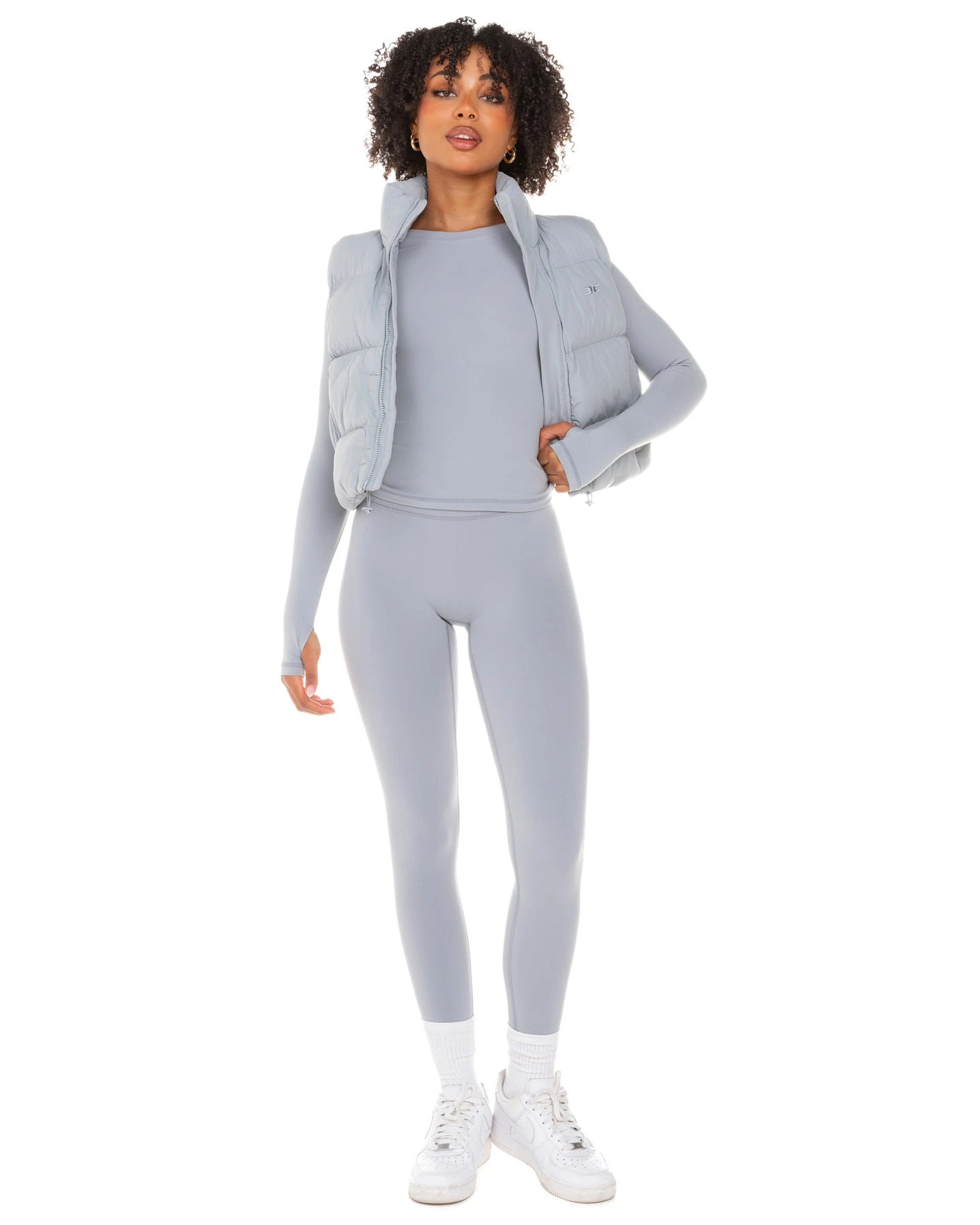 Elite Eleven Cropped Puffer Vest - Steel Grey - Image 4