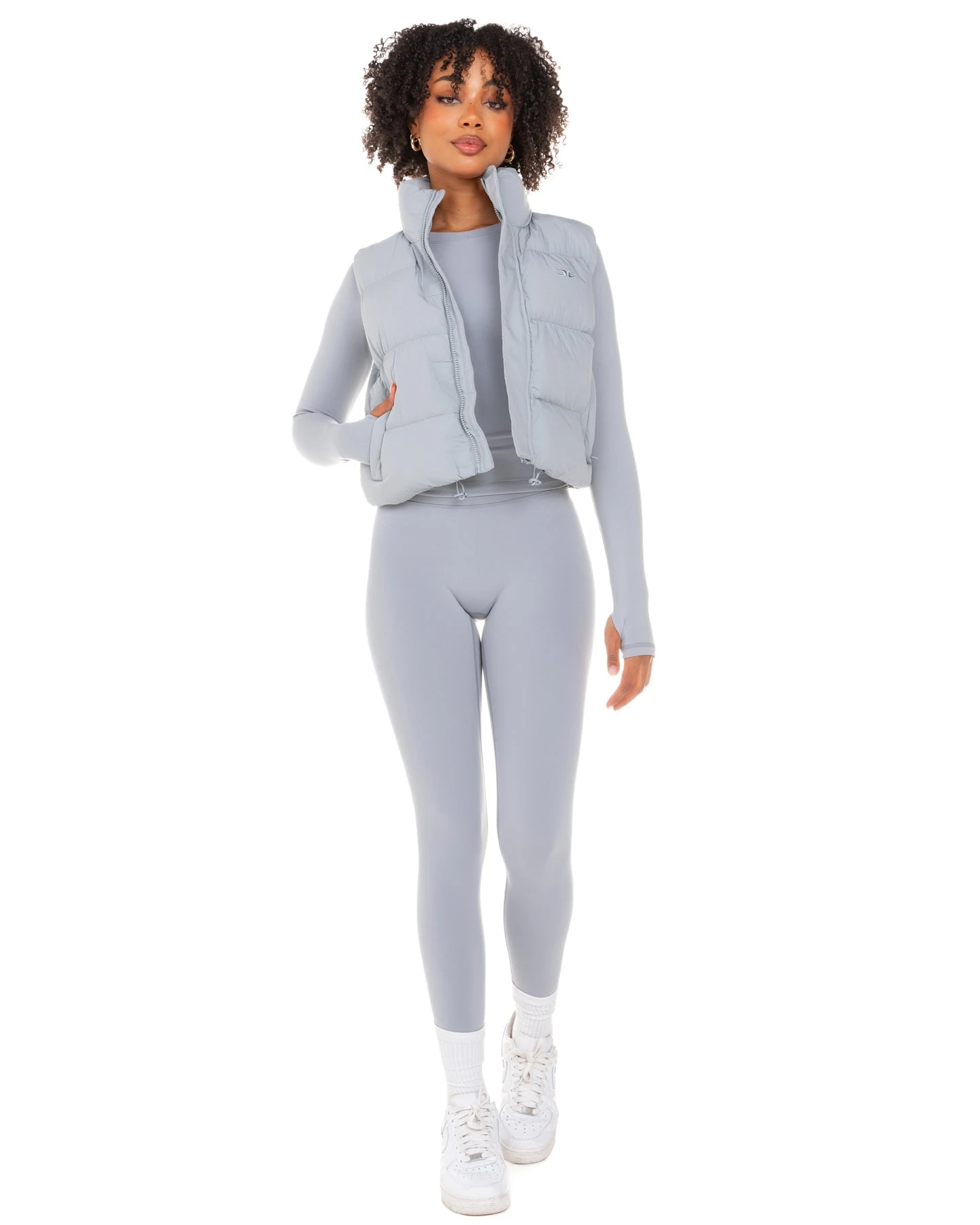 Elite Eleven Cropped Puffer Vest - Steel Grey - Image 2