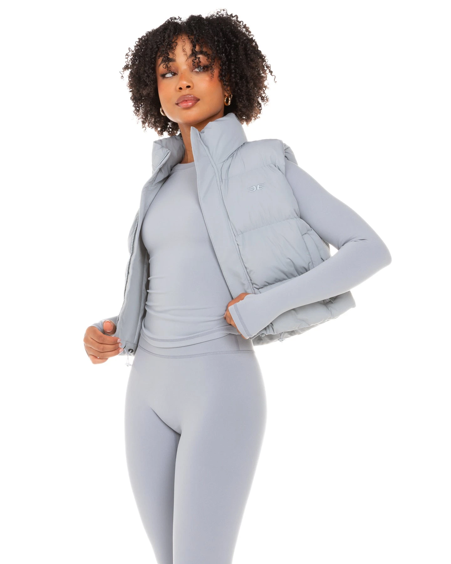 Elite Eleven Cropped Puffer Vest - Steel Grey