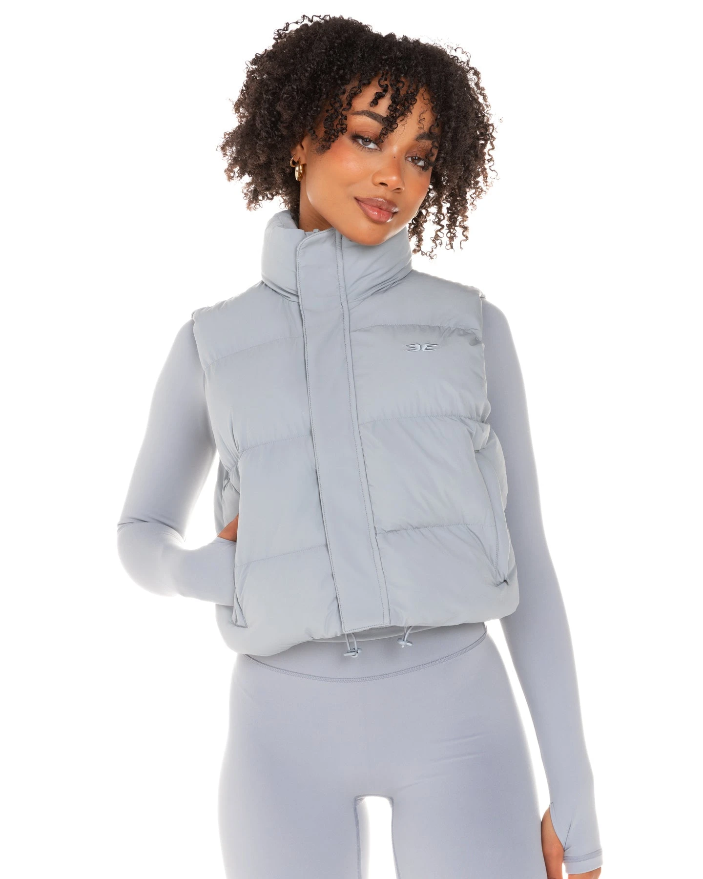 Elite Eleven Cropped Puffer Vest - Steel Grey - Image 3