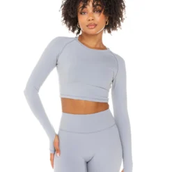 Elite Eleven Aura Crop Long Sleeve - Steel Grey
