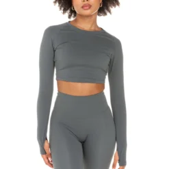 Elite Eleven Aura Crop Long Sleeve - Cloud Grey