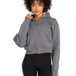 Elite Eleven Cropped Classic Zip Through - Cool Slate