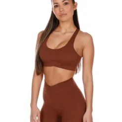 Elite Eleven Cross Over Sports Bra - Cappuccino