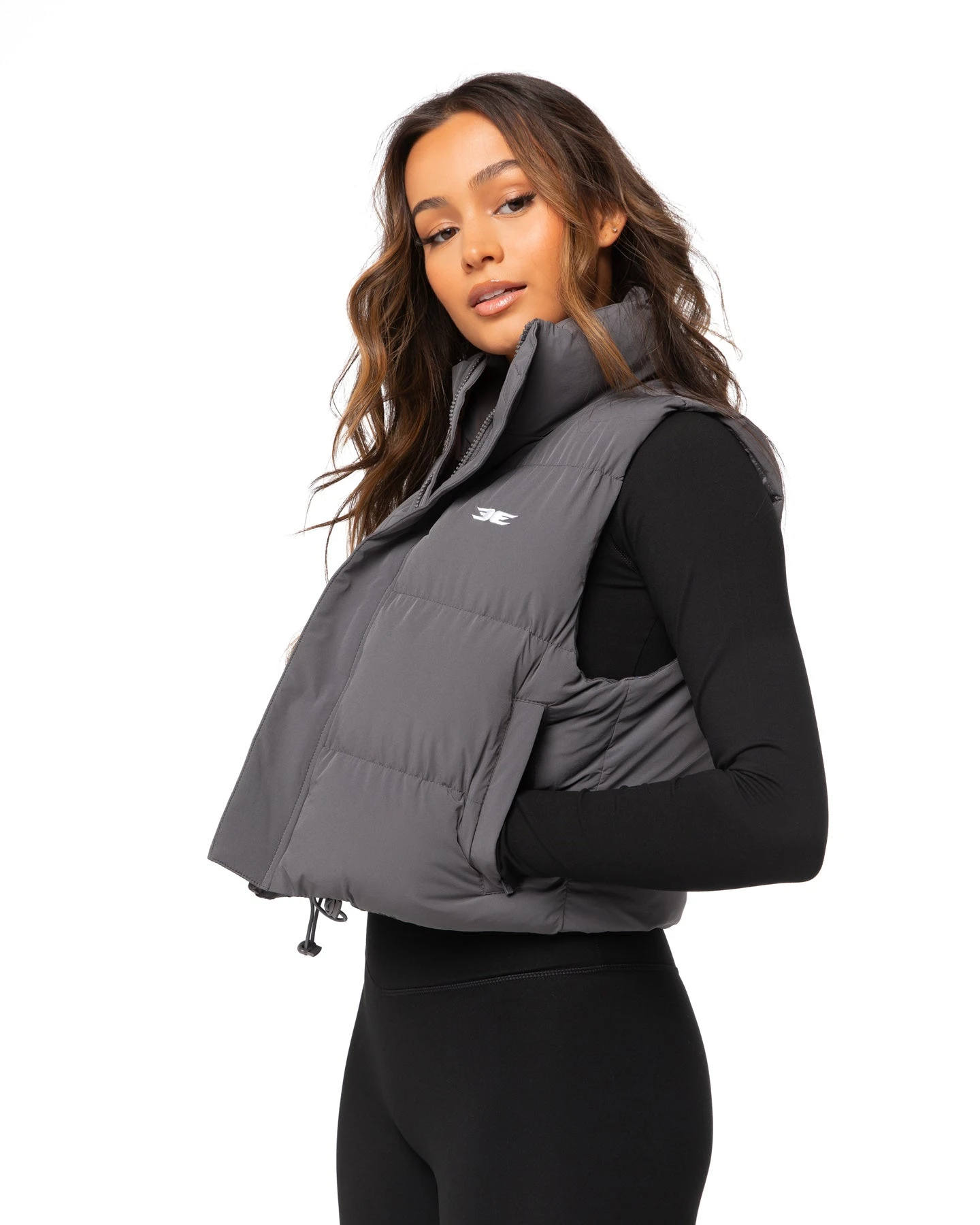 Elite Eleven Cropped Puffer Vest - Grey