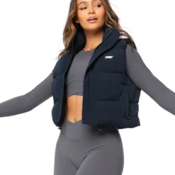 Elite Eleven Cropped Puffer Vest - Navy