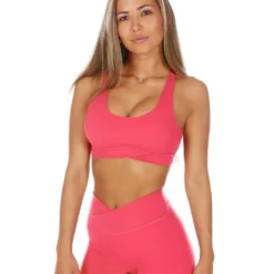 Elite Eleven Cross Over Sports Bra - Pink