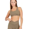 Elite Eleven Cross Over Sports Bra - Dusty Khaki